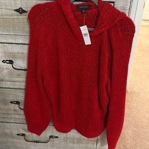Brand new Ann Taylor red sweater with hoodie.